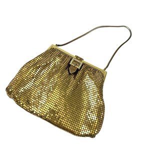 Whiting & Davis Goldtone Metal Mesh Bag Purse Chain Handle Vintage 1940s USA
